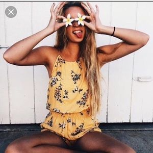 Rare Brandy Melville yellow Blanche floral romper
